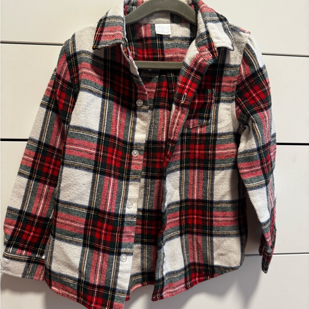 Plaid Kids Shirt - Red and White
